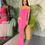 Thumbnail: NIKOLE - Pink Strapless Crystal-Embellished  Evening Gown