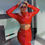 Thumbnail: KAROLIN - Red Faux Leather CutOut Maxi Dress
