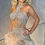 Thumbnail: AMÉLIA - Nude Halter Glitter Sequins Mesh Feather Mini Dress
