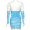 Thumbnail: CARMEN - Ruched Off Shoulder Rhinestone Strap Mini Dress In Blue
