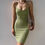 Thumbnail: MAYFAIR - Kaki V-Neck Bodycon Dress