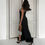 Thumbnail: PARIS - Satin Thigh Split Midi Dress In Blue