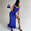 Thumbnail: PARIS - Satin Thigh Split Midi Dress In Blue