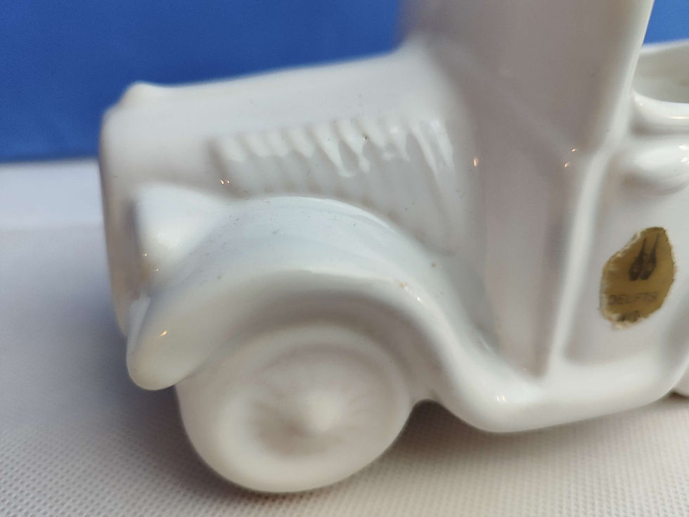 Thumbnail: Delft White Ceramic Car shaped plant pot 