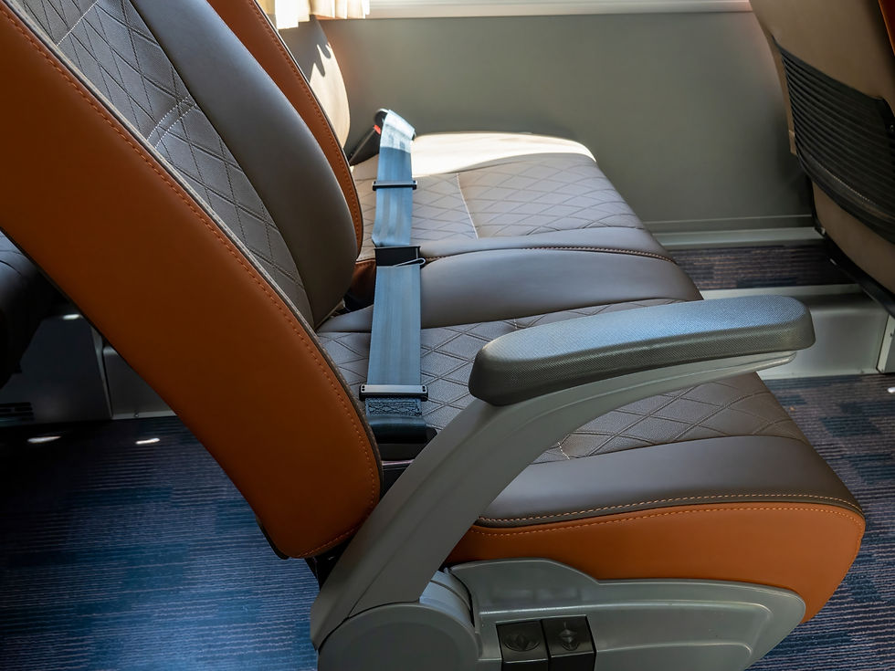 Preview of 2 point seatbelts in bus seating.