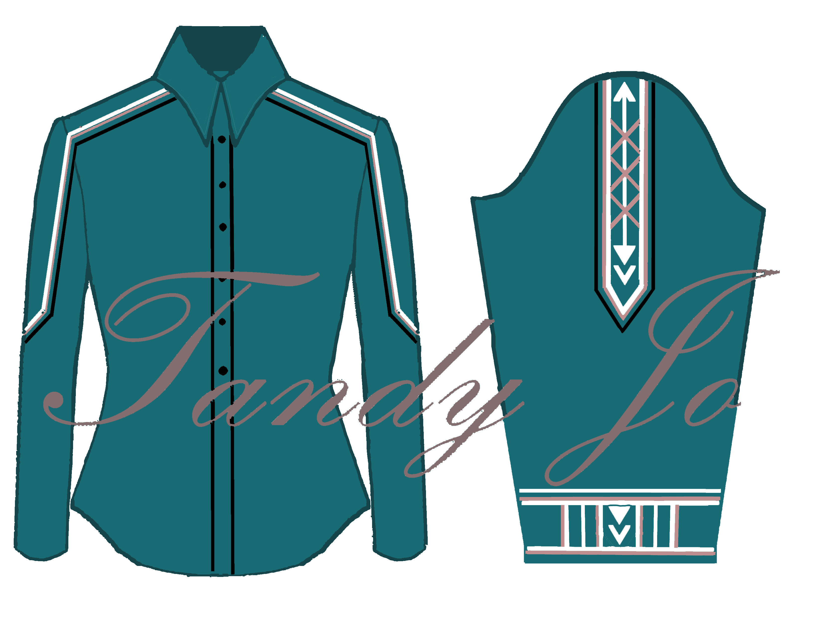 Teal Rose Gold Black White