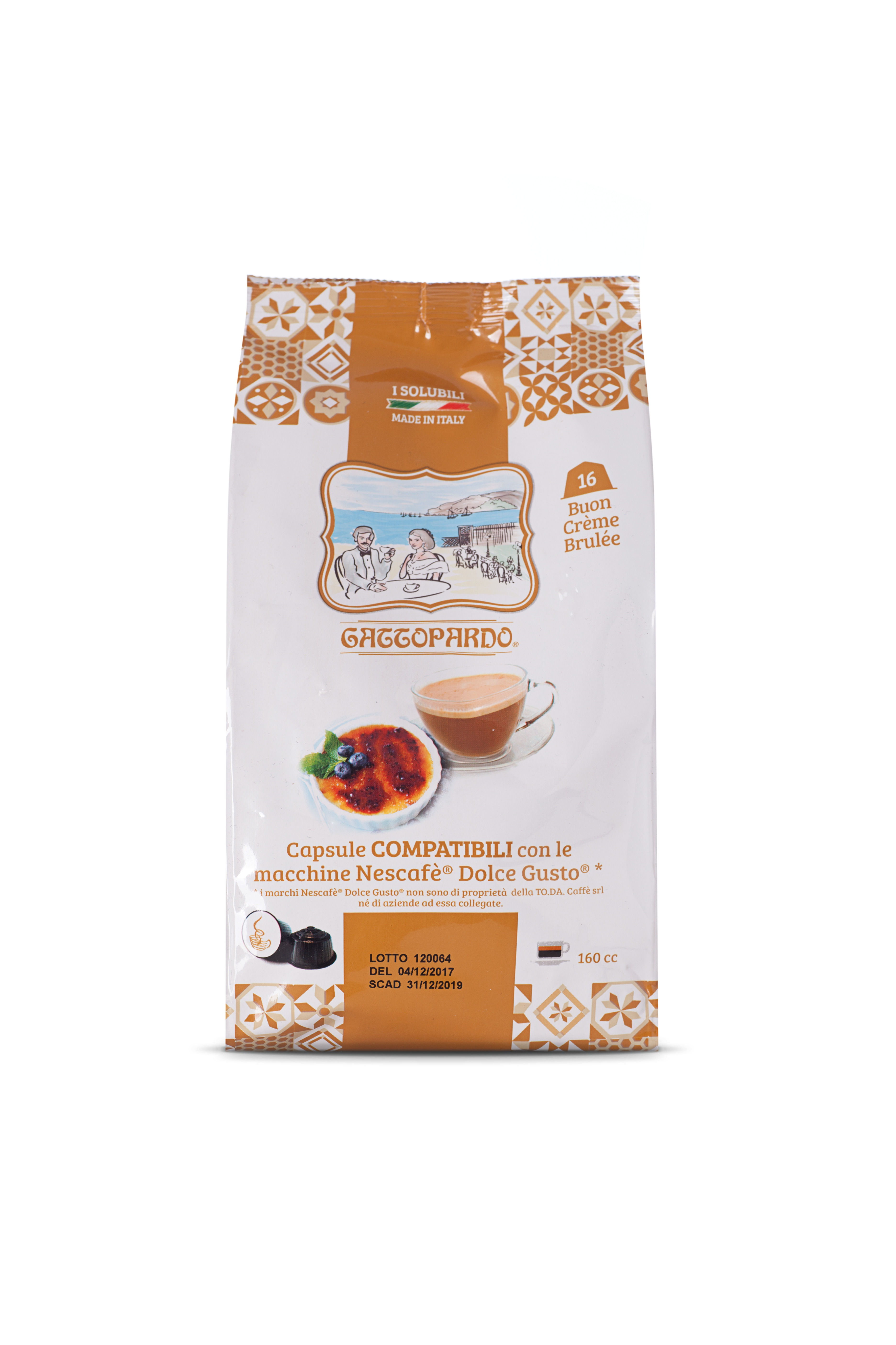 Crème Brûlée 128 capsule Gattopardo compatibili Dolce Gusto*