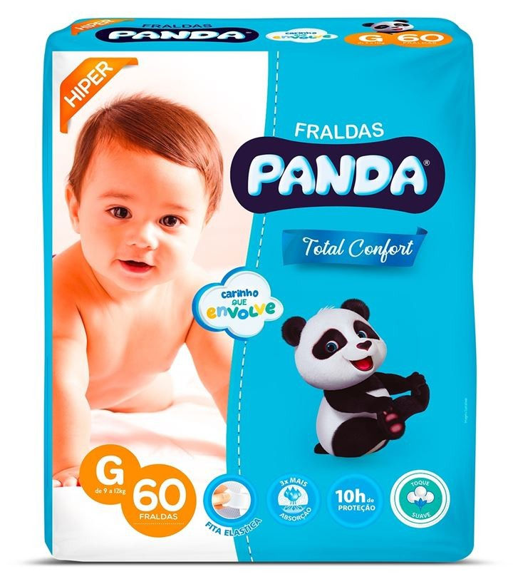 Fralda Infantil Panda Total Confort Tamanho G Hiper com 60 Unidades