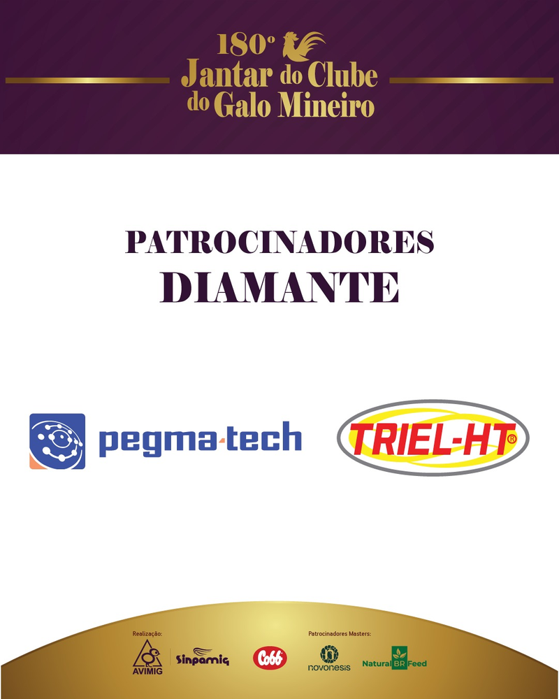 Patrocinadores Diamante na edição 180 do Jantar do Clube do Galo Mineiro 2026
