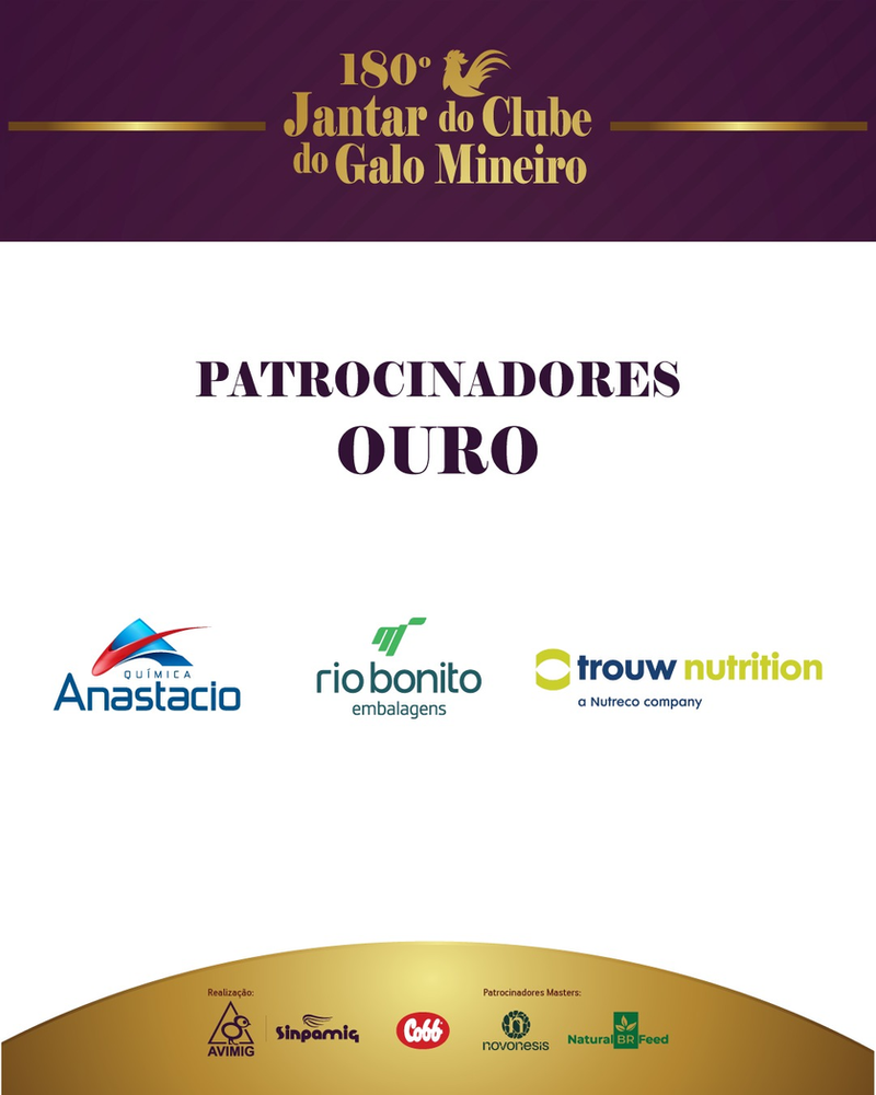 Patrocinadores Ouro do Jantar do Clube do Galo Mineiro 2026