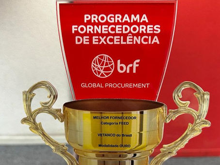 Vetanco Brasil é reconhecida como Melhor Fornecedor na categoria Feed do Programa de Excelência da BRF