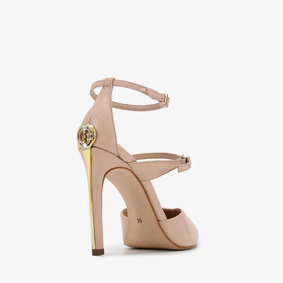Miniatura: Scarpin Salto Fino Nude Couro