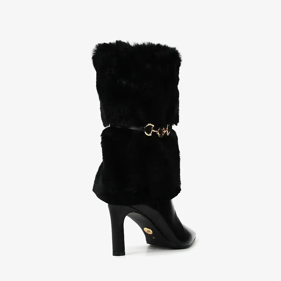 Miniatura: Bota Cano Longo Preto Pelo Removível Couro