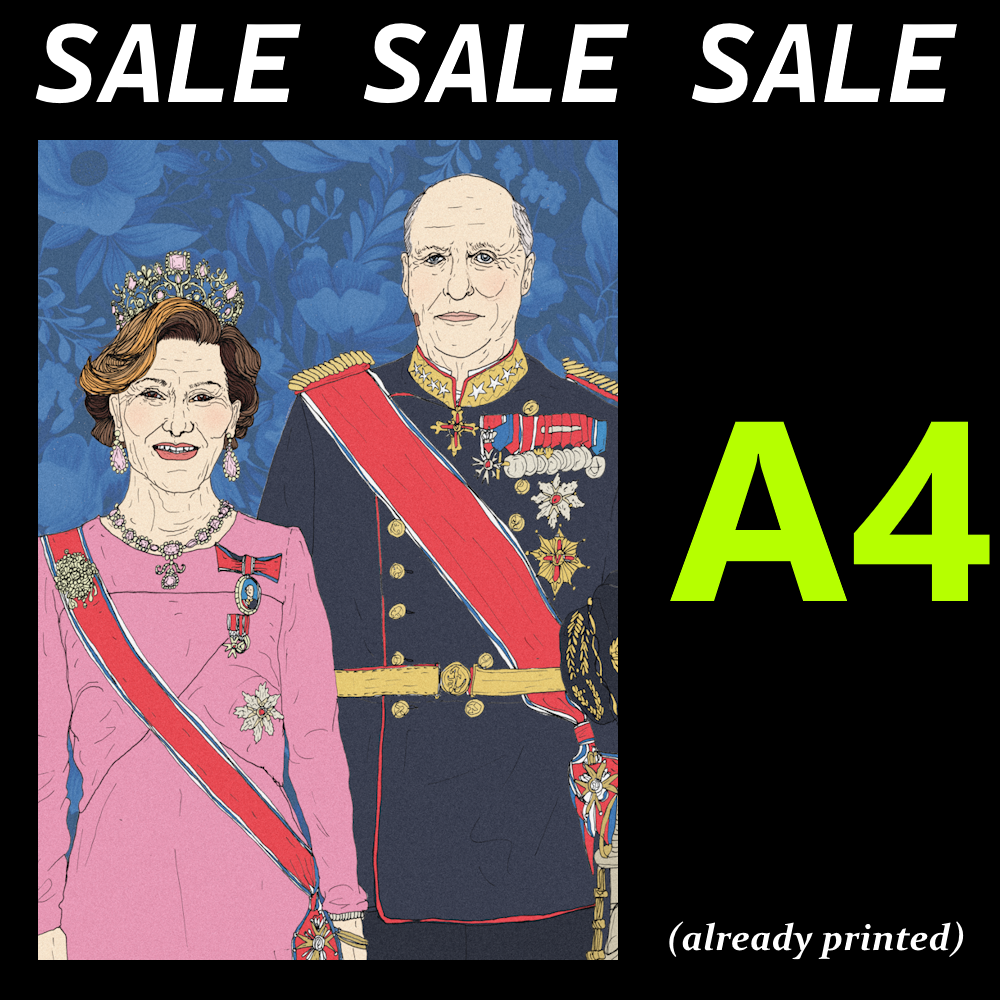 SALE: (A4) Kongeparet (MØRKEBLÅ)