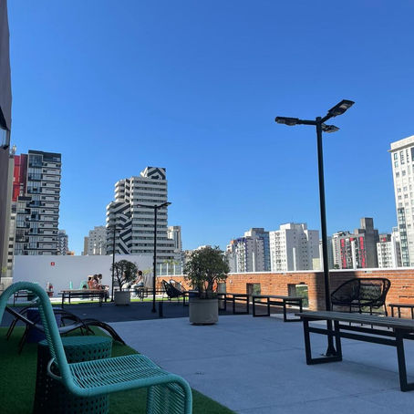 Vista incrível da Vila Olímpia: já foi curtir o visual no lounge do campus?