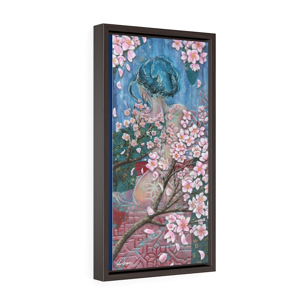 Thumbnail: Girl with the Blue Hair Framed Premium Gallery Wrap Canvas