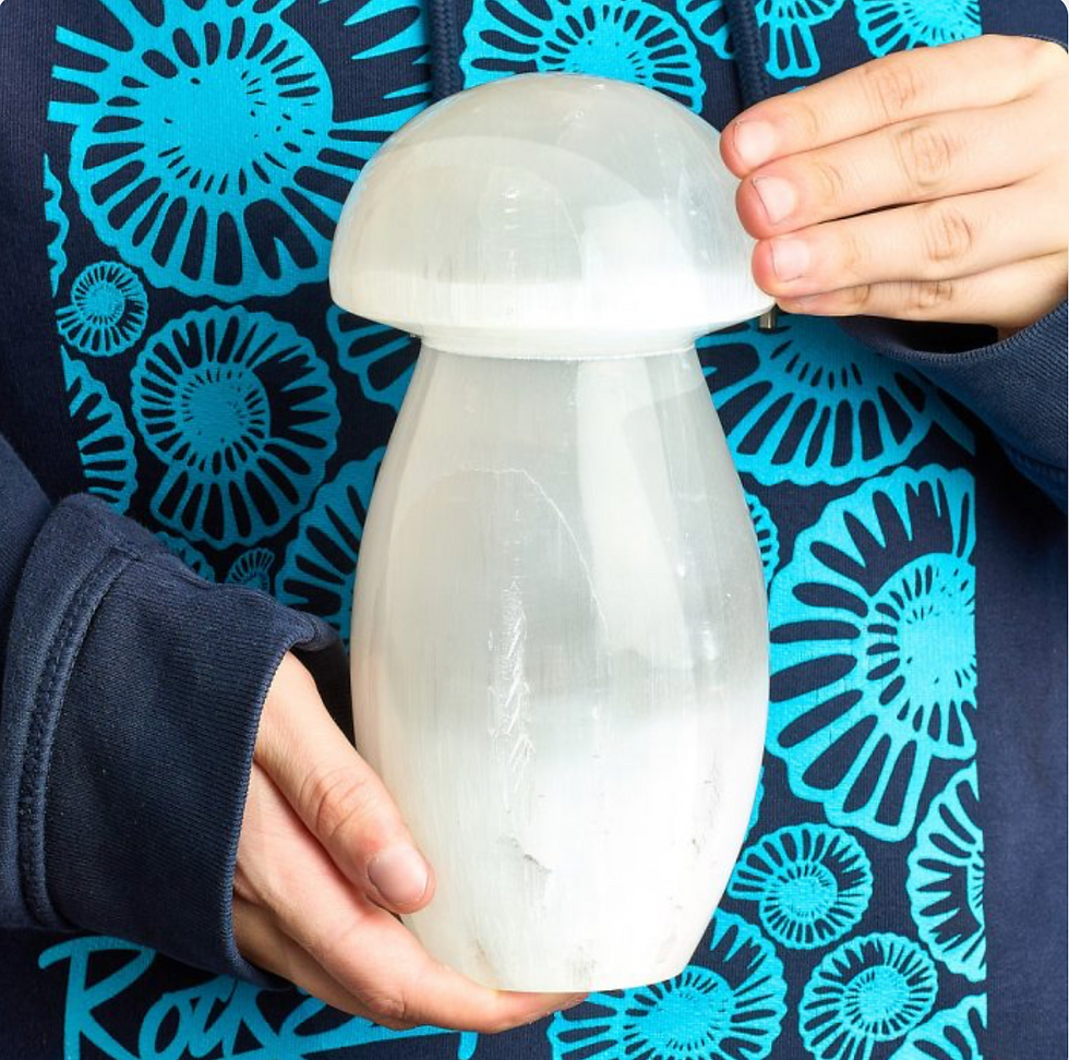 Thumbnail: SELENITE MUSHROOM LAMP 20CM, INCLUDING UK ELECTRICS