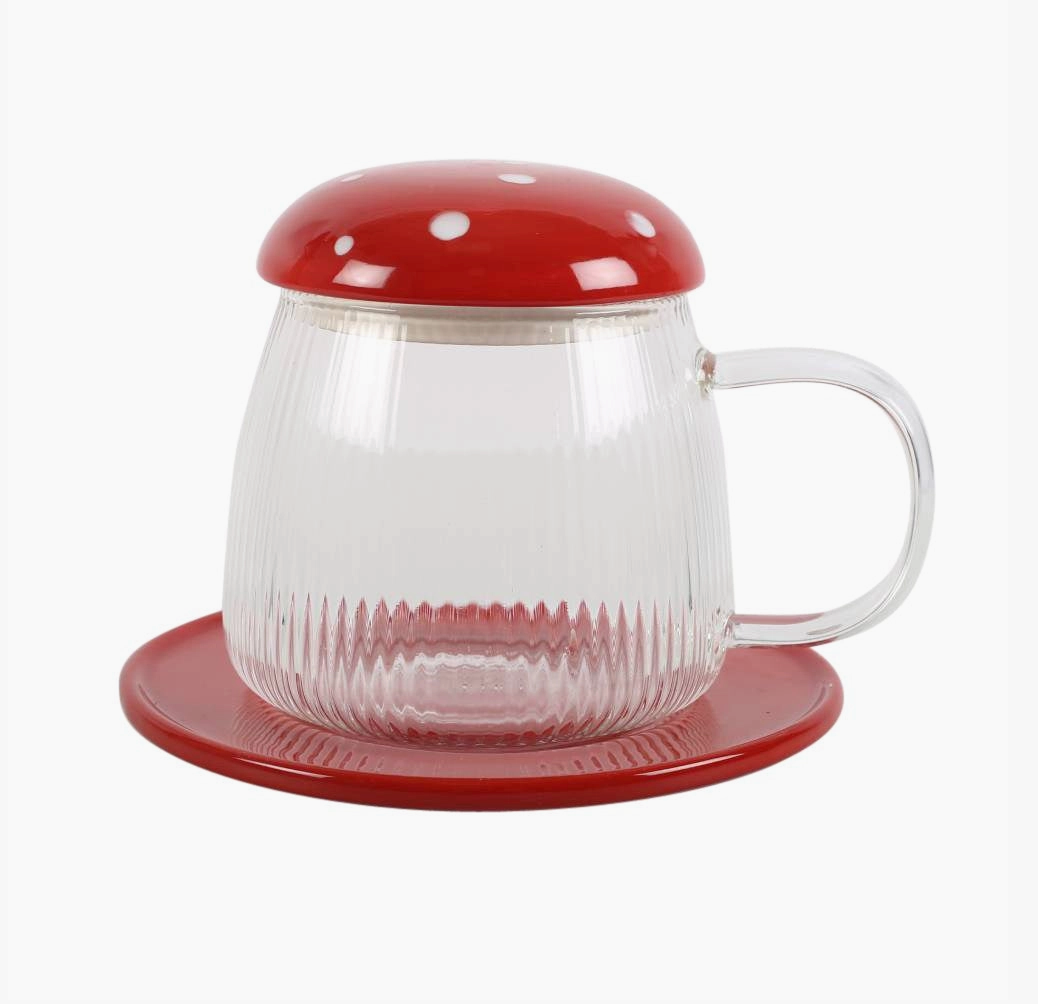 Glass Mushroom Mug and Saucer