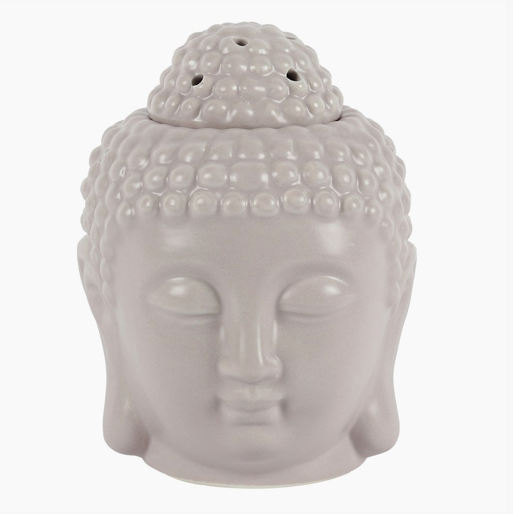 Small Grey Buddha Head Oil Burner and Wax Warmer