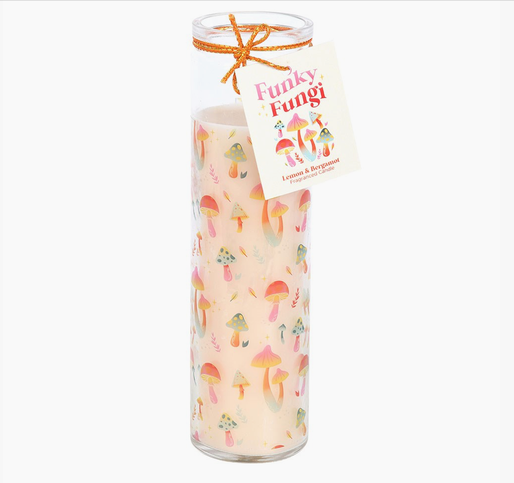 Funky Fungi Mushroom Print Tube Candle