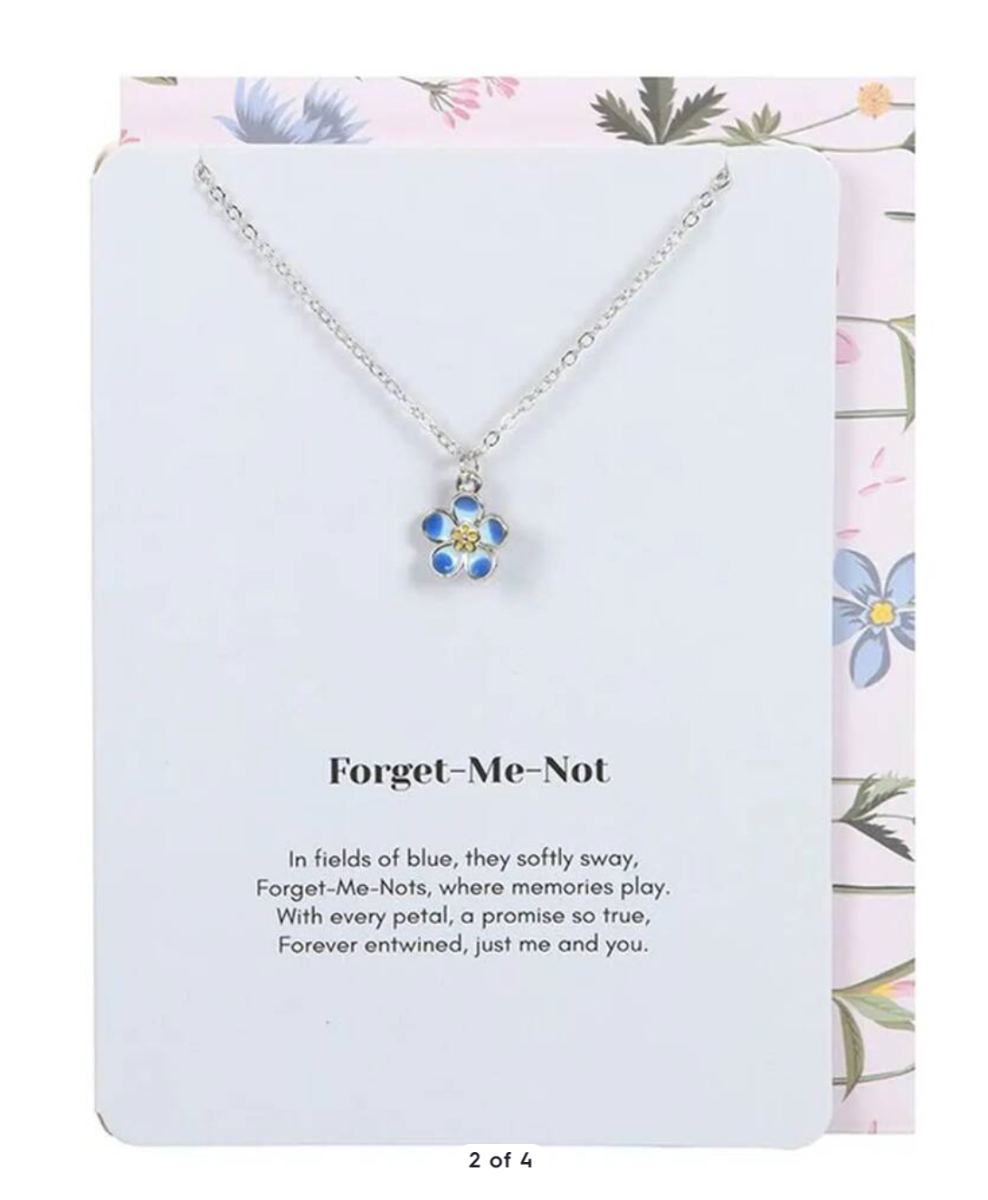 Blue Forget-Me-Not Flower Necklace On Greeting Card
