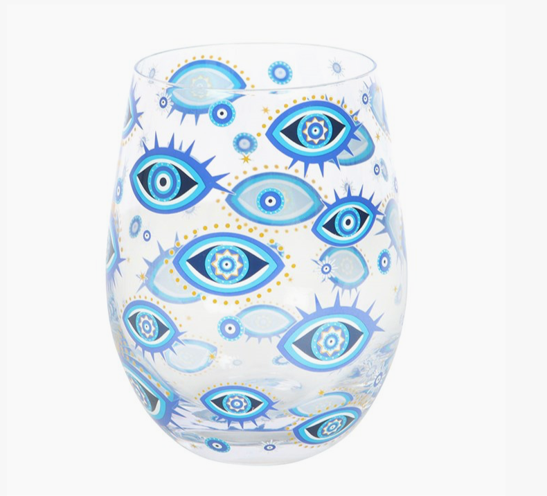 All Seeing Eye Print Stemless Glass
