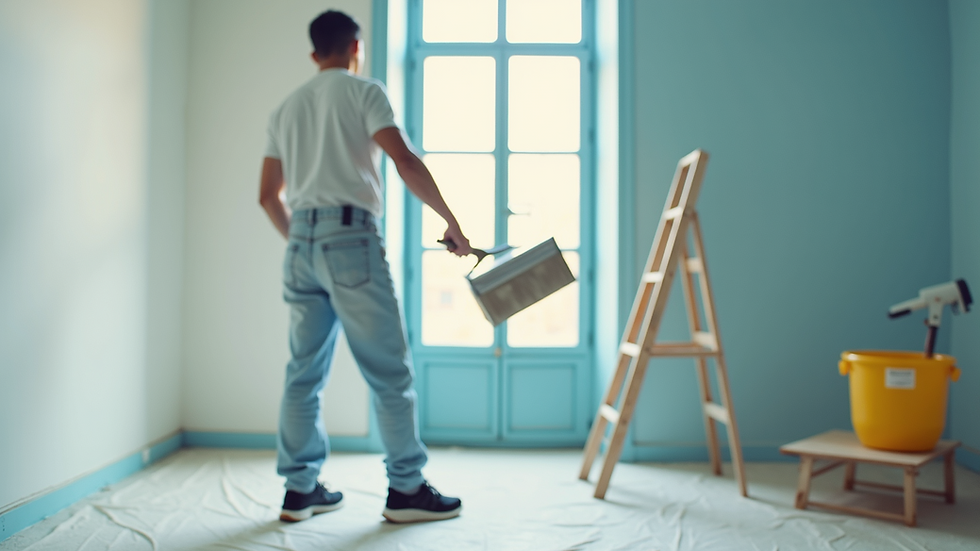 Professional painter applying paint smoothly on a wall