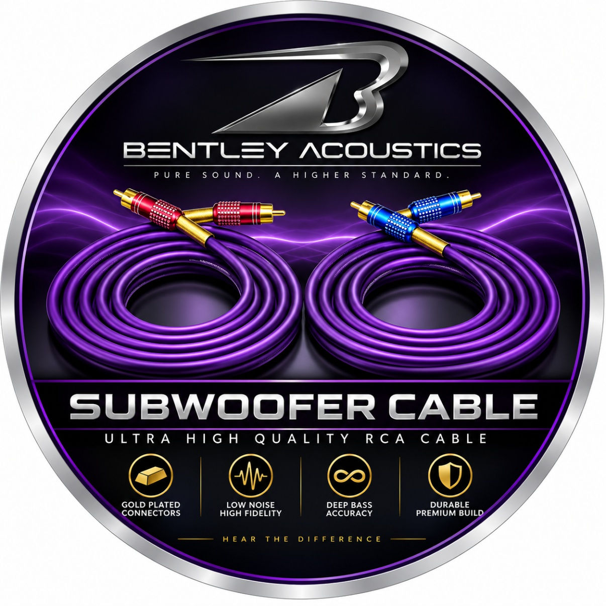 Bentley 5 meter premium sub woofer cable