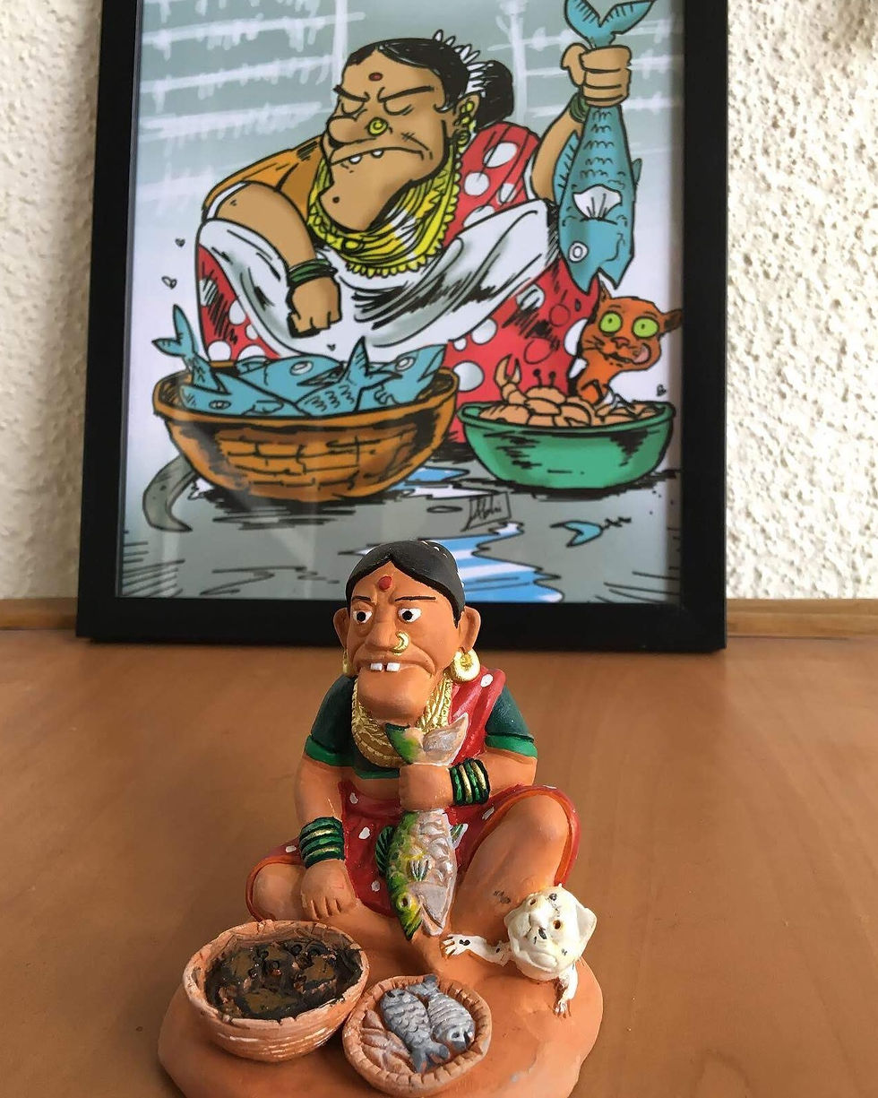 Thumbnail: Fisherwoman Terracotta figurine