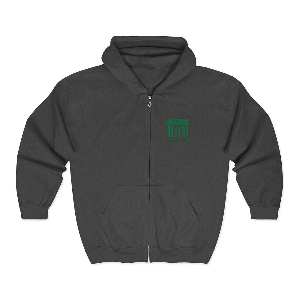 Thumbnail: Tzahal Green Embroidered Chayal Temple Full Zip Hoodie