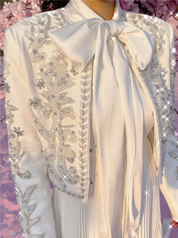 Miniatura: Luxury Spring New Women Baroque Diamond Pearls Beading Embroidery Jacket Elegant