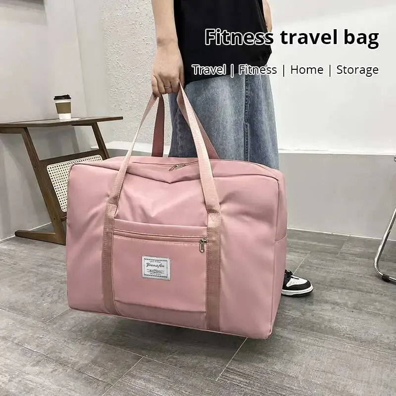 1pc Pink/Blue/Grey Travel Large Capacity Storage Bag Zipper Portable Sports Bag