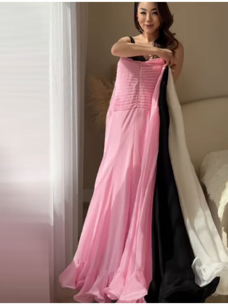Miniatura: Polka Dot Maxi Skirt High Waist Front Ruched Shirred Detail Flowy Flared Ruffle 