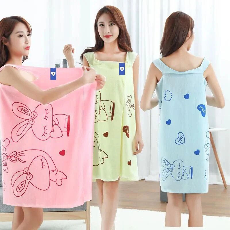 Wearable Bath Towel Love Rabbit Increase Thickened Adult Women Wipe Chest Bath S