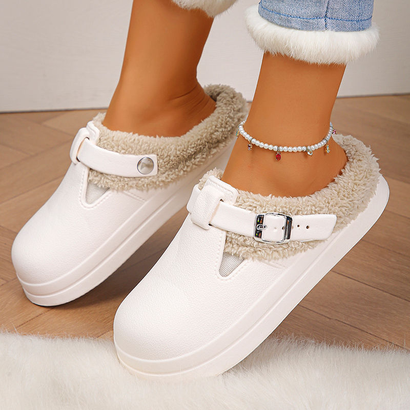 Winter Warm Fluffy Clogs Slippers Women Eva Waterproof Non Slip Home Slides Woma