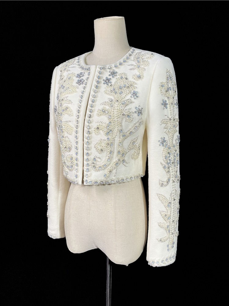 Miniatura: Luxury Spring New Women Baroque Diamond Pearls Beading Embroidery Jacket Elegant