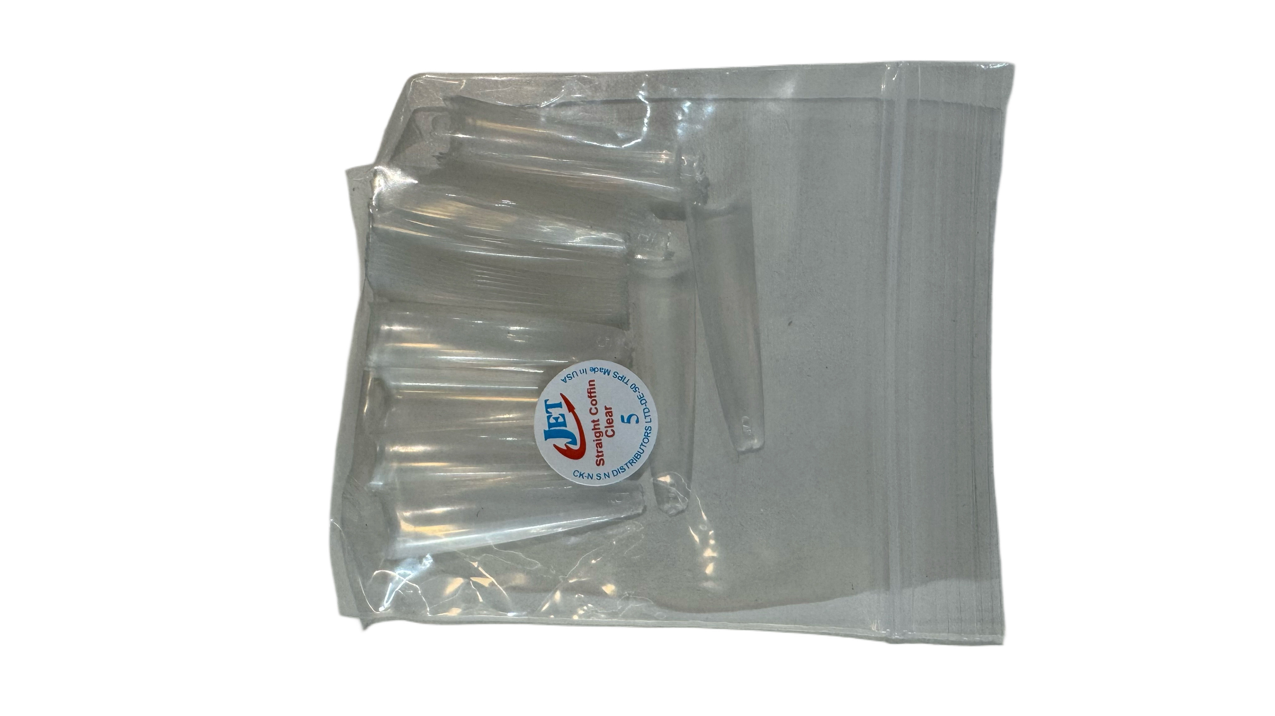 Straight Coffin Clear Nail Tips Jet (Pack of 50) 5