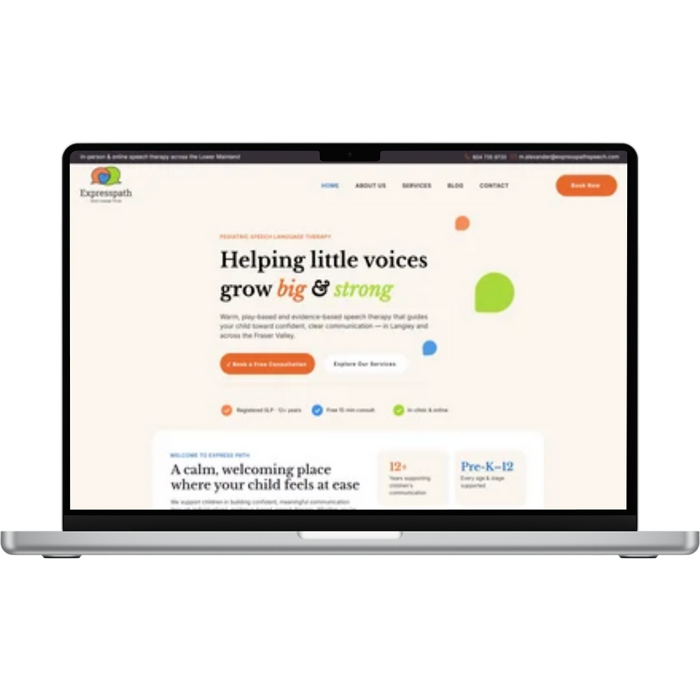 Website designer working on a small business website in Langley, BC