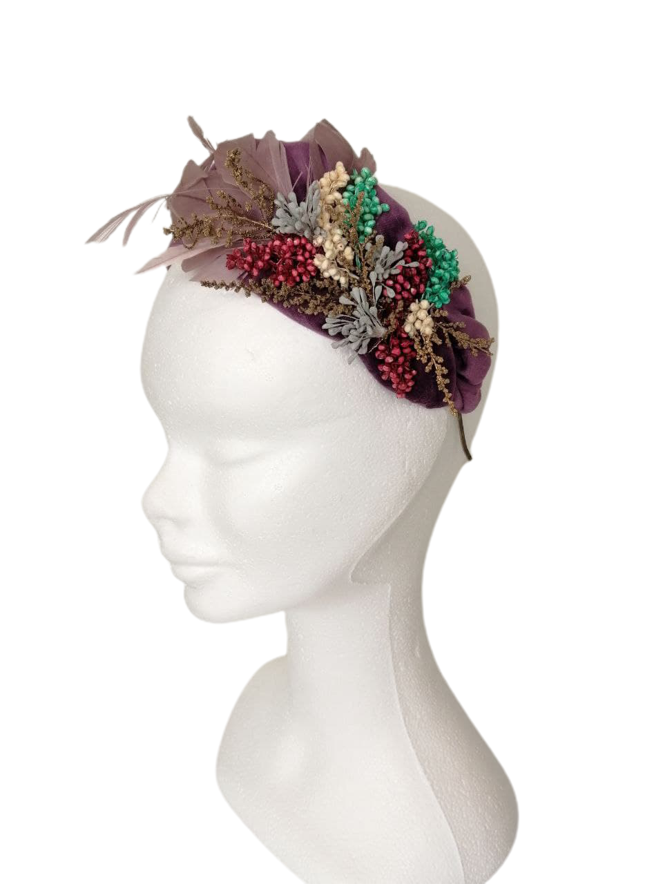 Miniatura: Diadema plumas y terciopelo