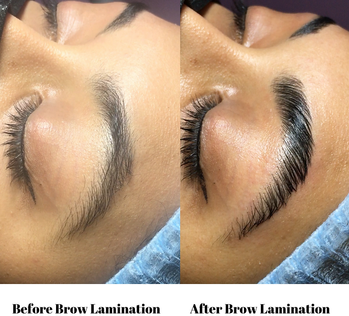 Before and after brow lamination