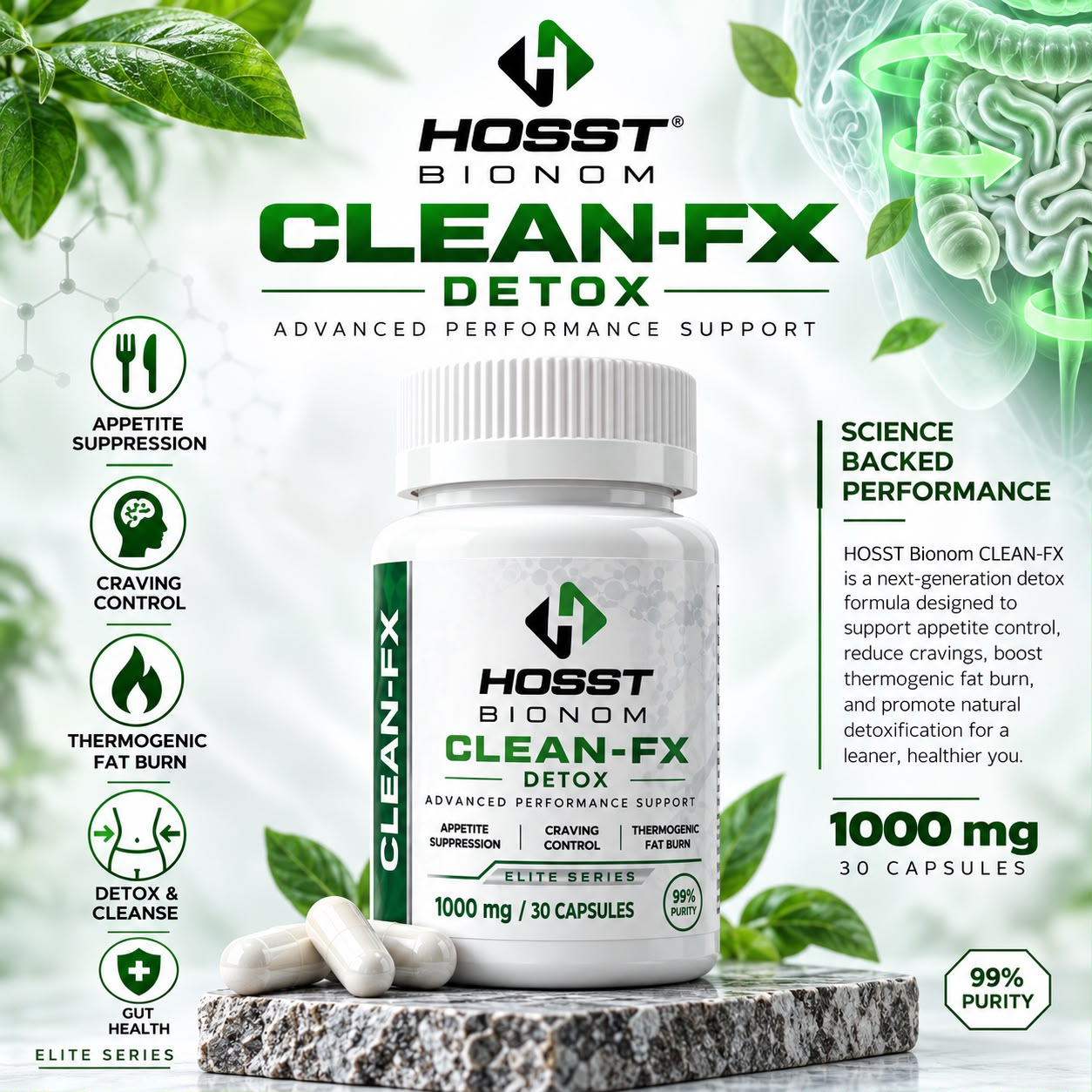 Clean-FX Detox - 1000 mg / 30 Capsules by HOSST BIONOM — image 2