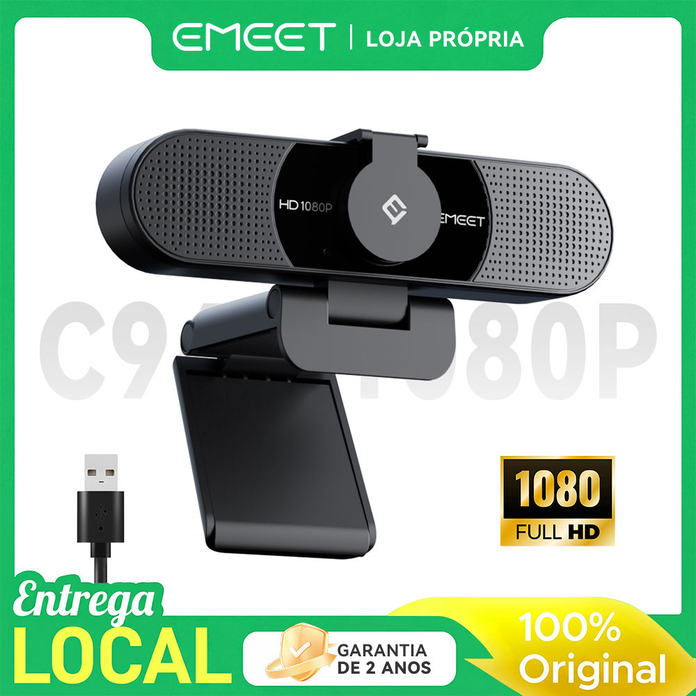 Webcam 1080P USB EMEET C960 para computador, ideal para chamadas online.