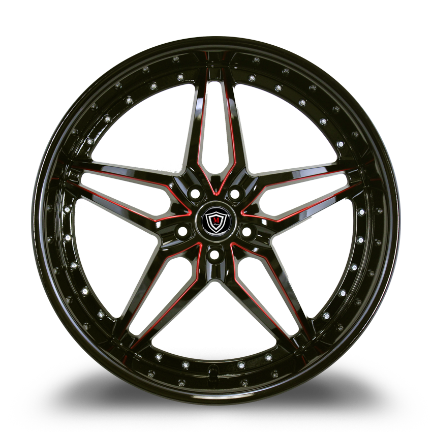 Thumbnail: 20X9 5-114.3 MARQUEE M5331 GLOSS BLACK RED MILLED  +32/73.1
