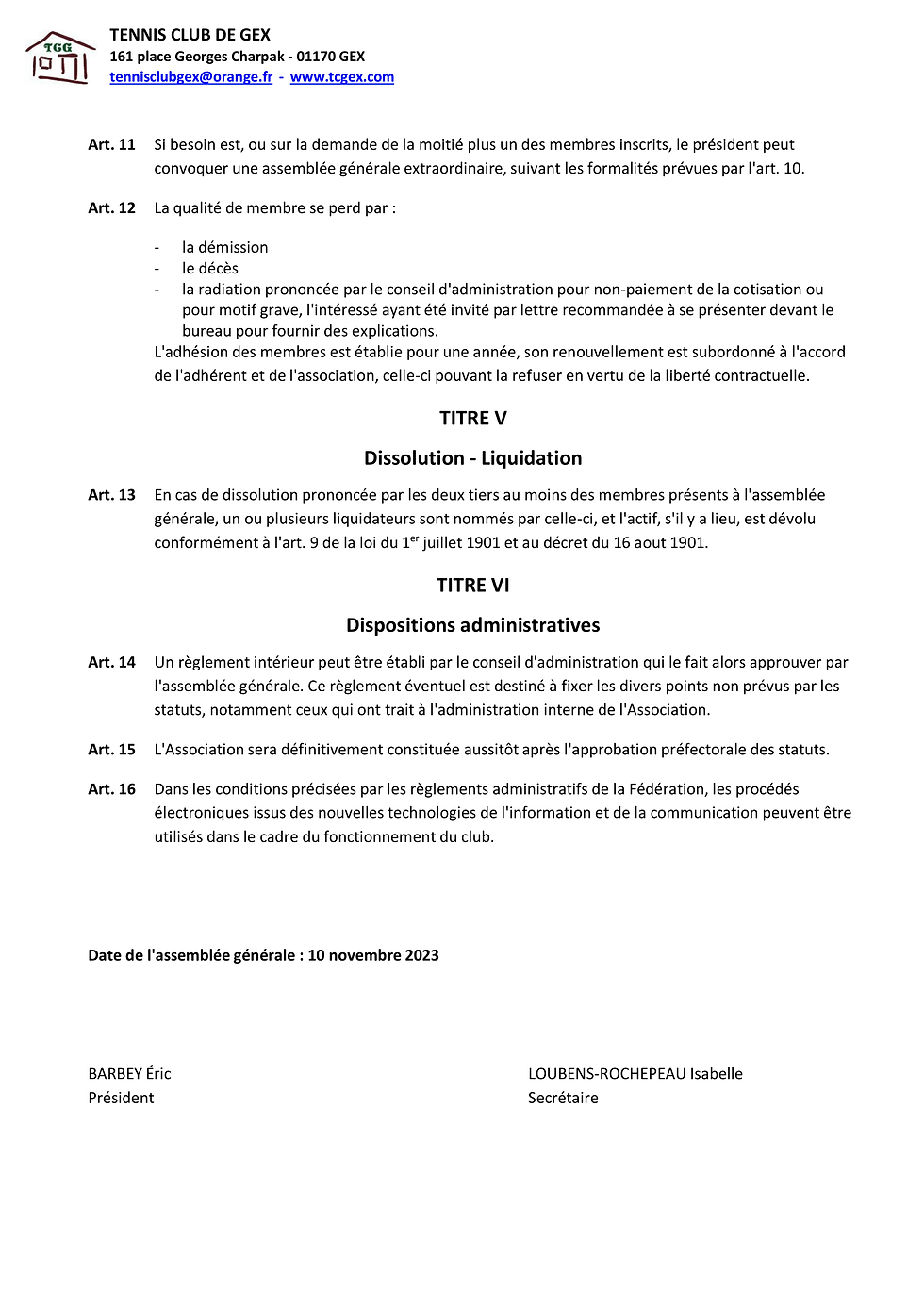 Statuts du Tennis Club de Gex 3