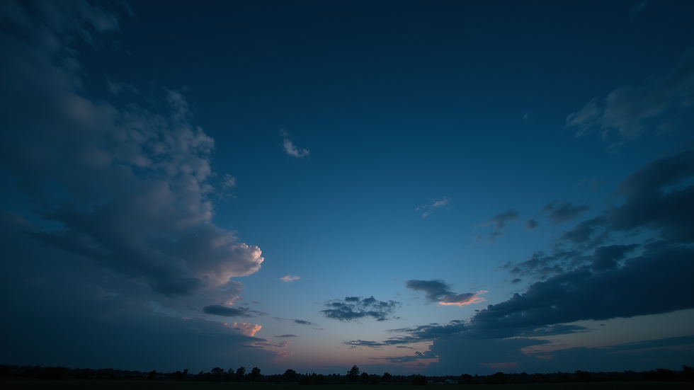 Eye-level view of a serene night sky with scattered clouds
