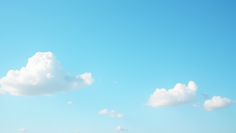 Eye-level view of a clear blue sky with a few fluffy clouds