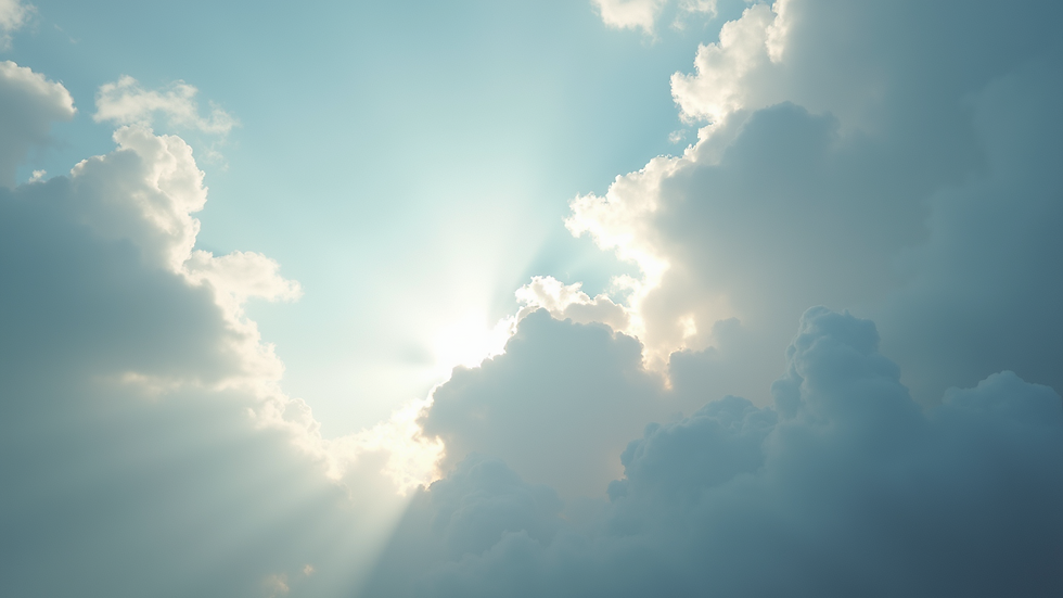 Eye-level view of cloudy sky with hints of sunlight