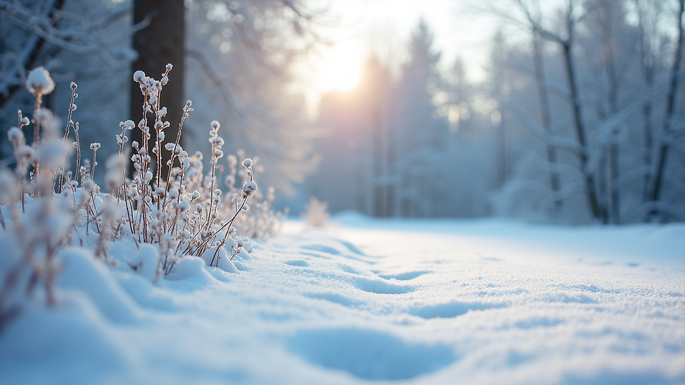 High angle view of a serene winter scene in August