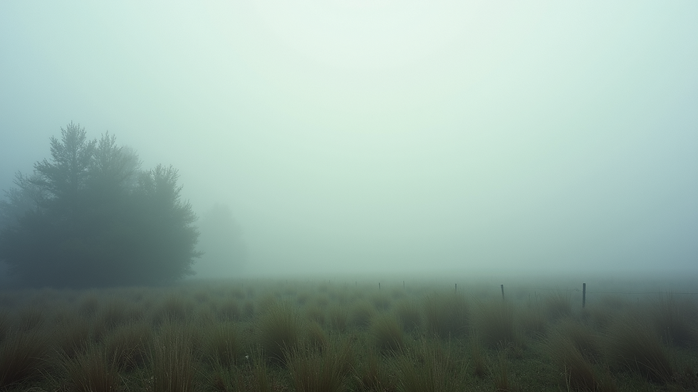 Eye-level view of a foggy morning landscape