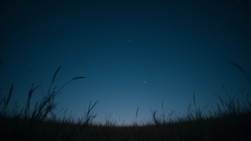 Eye-level view of a clear night sky dotted with stars